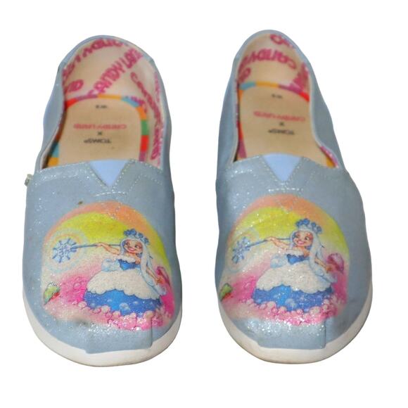 Women's TOMS x Candy Land Collab Queen Frostine Blue Alpargata Slip-ons Size 9 - Picture 4 of 6